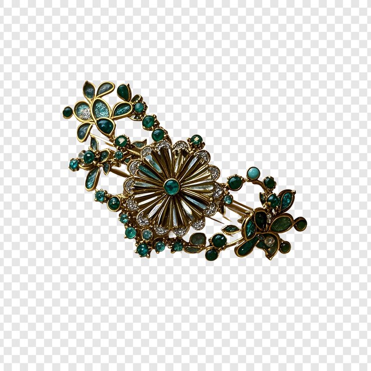 PSD a gold brooch with a diamond and a diamond