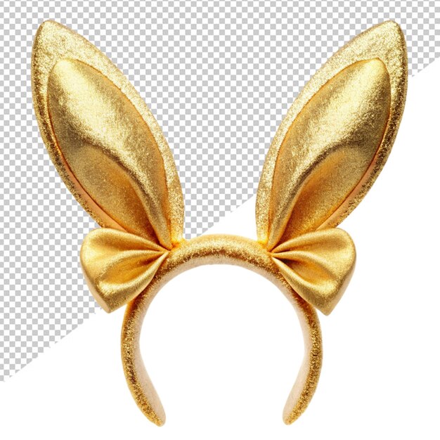 PSD gold bunny head band on transparent background