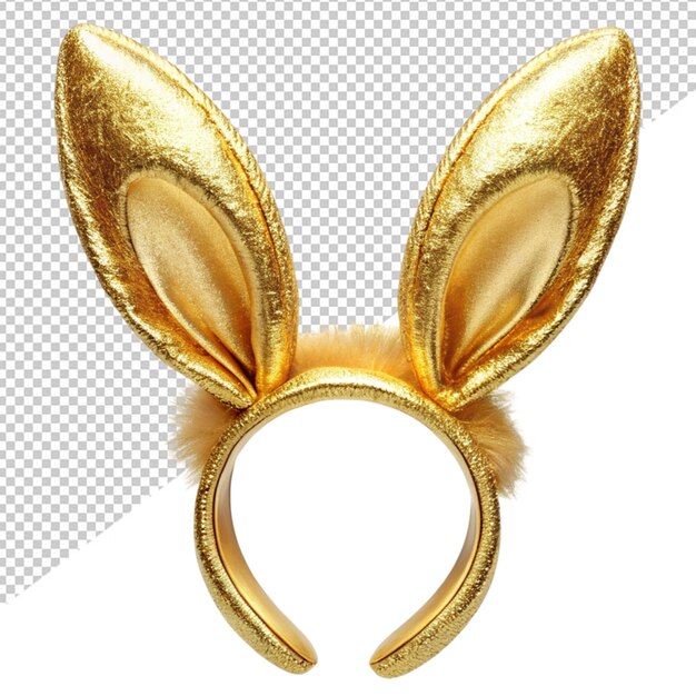 PSD gold bunny head band on transparent background