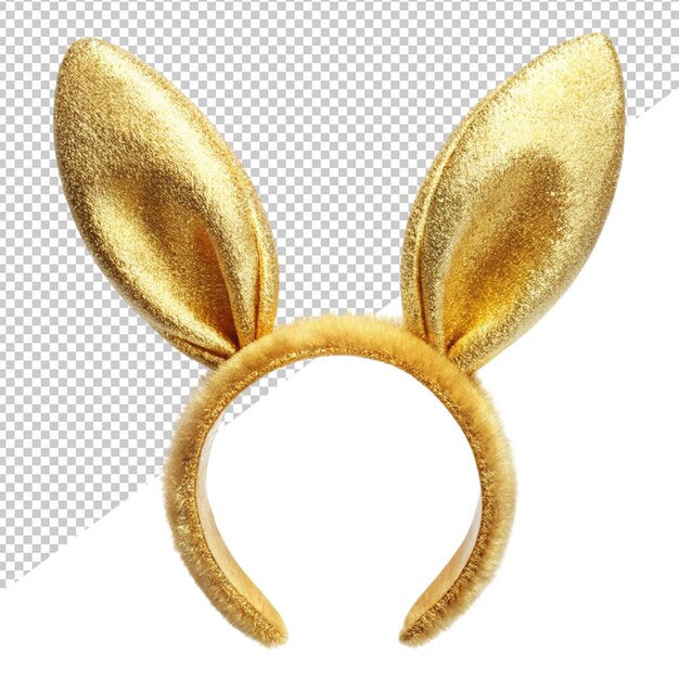 PSD gold bunny head band on transparent background