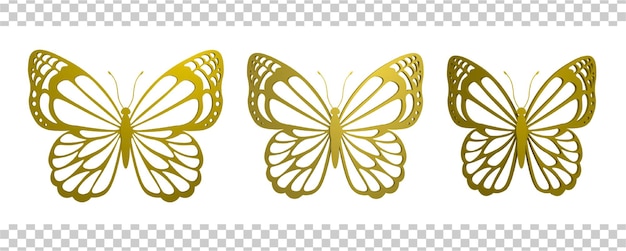 PSD gold butterfly fly wing motion 3d illustration