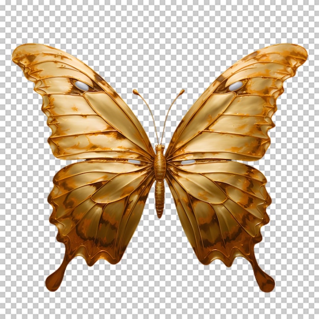 PSD Золотая бабочка на прозрачном фоне