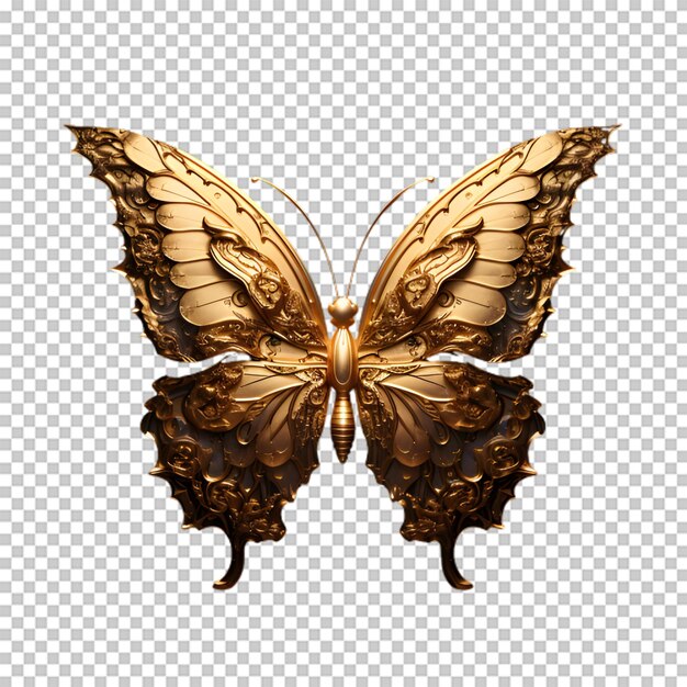 Gold butterfly on transparent background