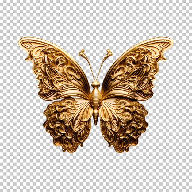 PSD gold butterfly on transparent background