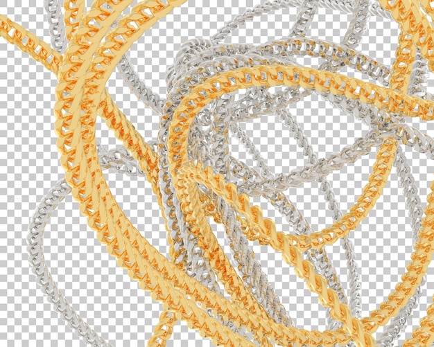Catena d'oro su sfondo trasparente 3d rendering illustrazione
