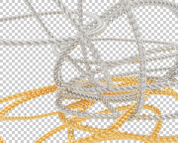 PSD gold chain on transparent background 3d rendering illustration