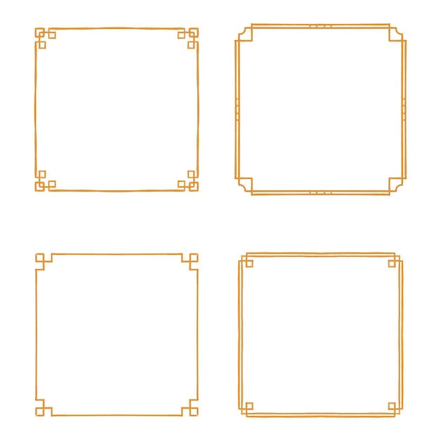 PSD gold chinese frame watercolor half