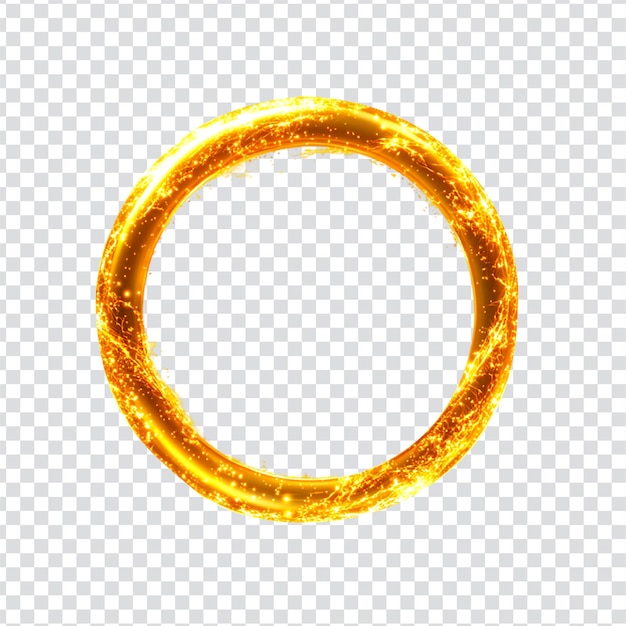 Gold circle of shiny glowing frame with on a transparent background