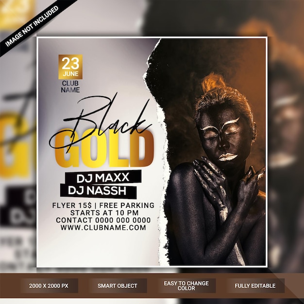 Gold club night party flyer template