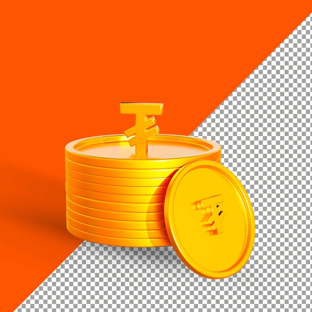 PSD gold coin 3d render isolated