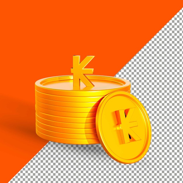 PSD gold coin 3d render isolated