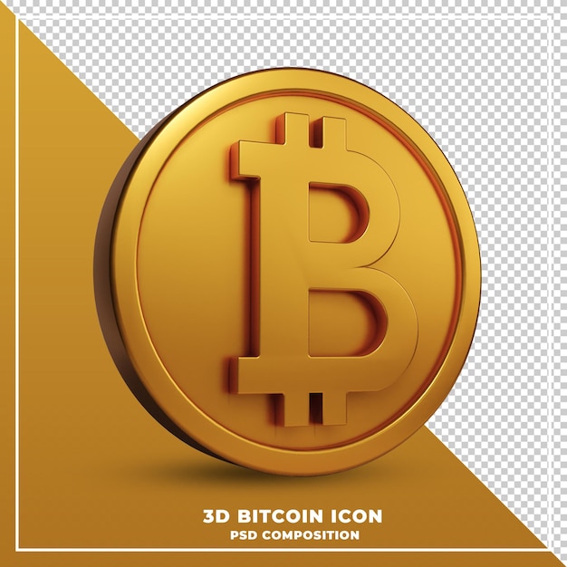 Gold coin bitcoin 3d rendering isolated