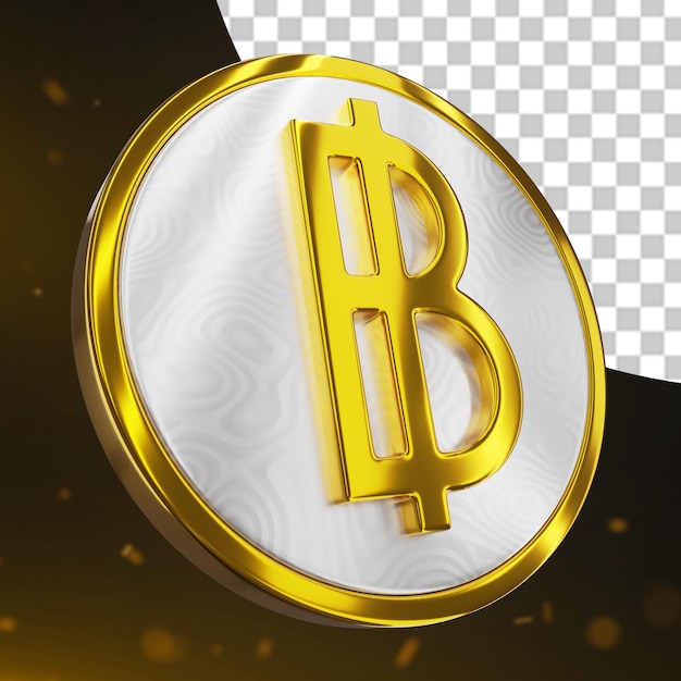 PSD gold coin currency baht 3d render