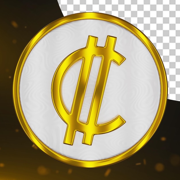 PSD gold coin currency colon 3d render