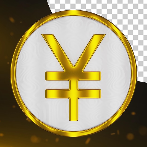 PSD gold coin currency yen 3d render