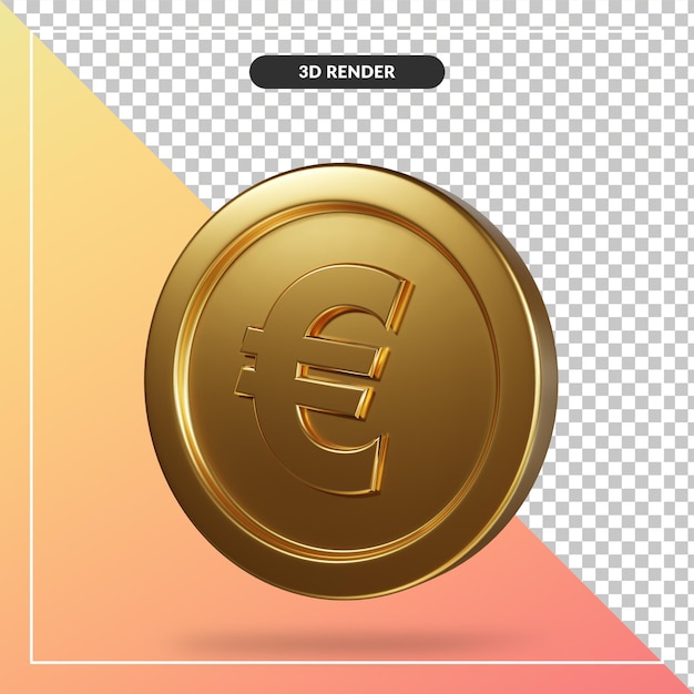 Rendering 3d dell'euro della moneta d'oro isolato