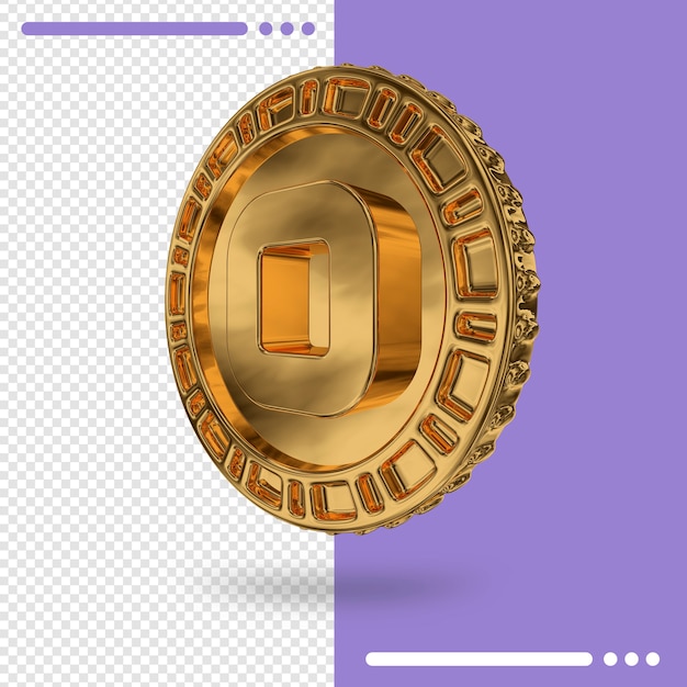 Gold coin and number in 3d rendering