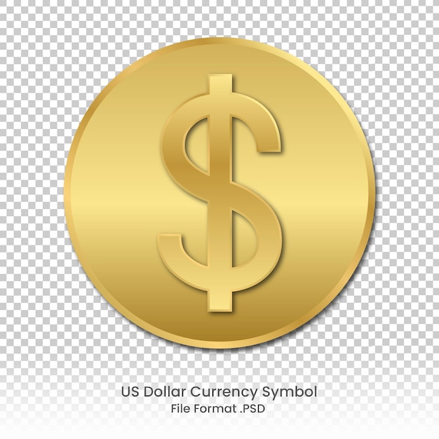 PSD gold coin with the dollar currency symbol file format psd