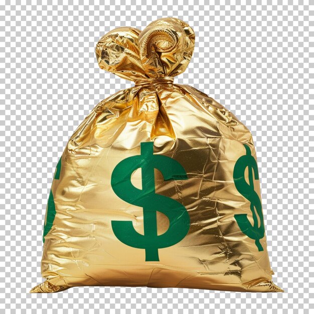 PSD gold coins and banknotes money or cash money bag dollar sign isolated on transparent background