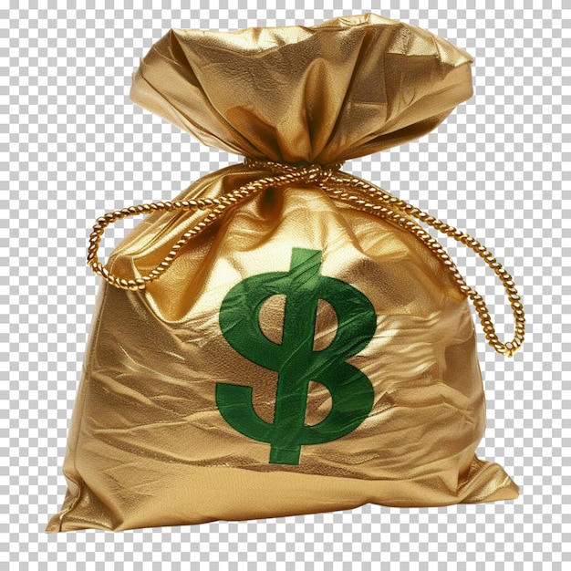 PSD gold coins and banknotes money or cash money bag dollar sign isolated on transparent background