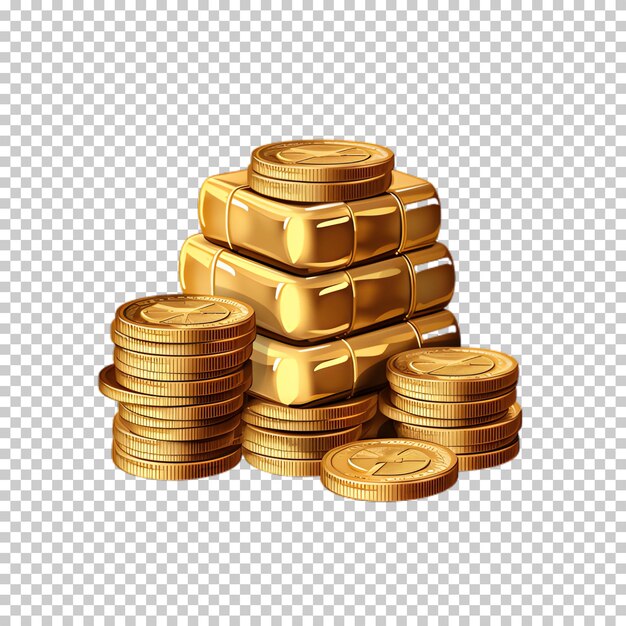 PSD Концепция золотых монет png изолирована на прозрачном фоне