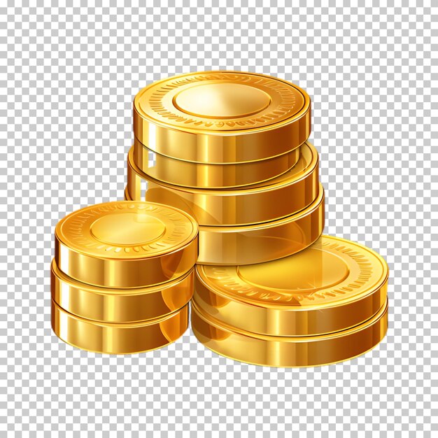 PSD gold coins concept png isolated on transparent background