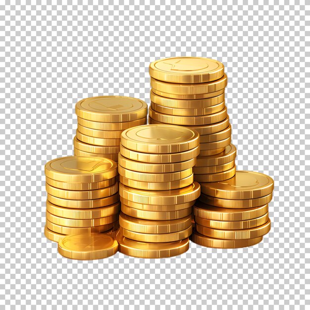 Gold coins concept png isolated on transparent background