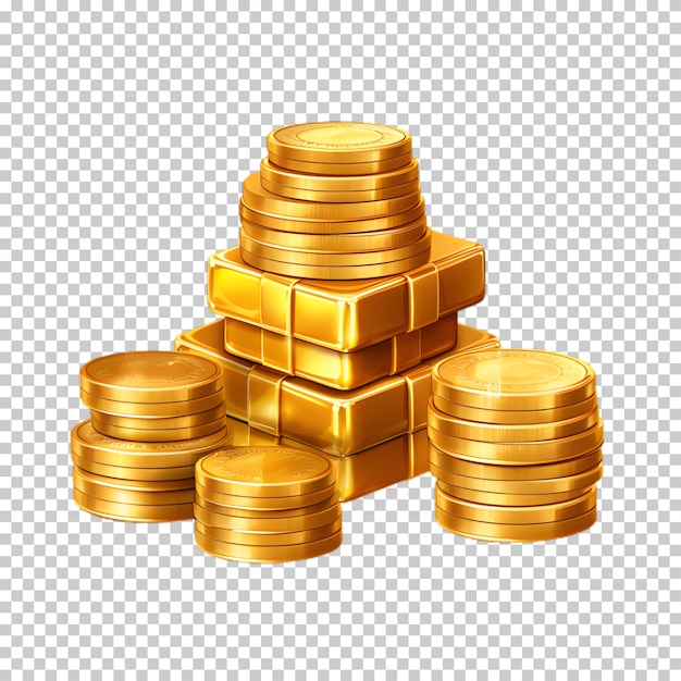 PSD gold coins concept png isolated on transparent background