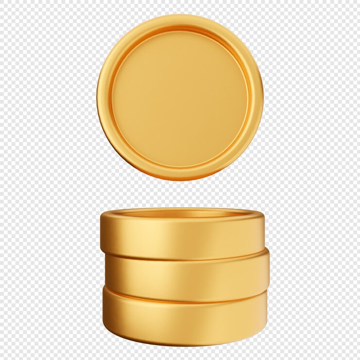 PSD gold coins on a gray background