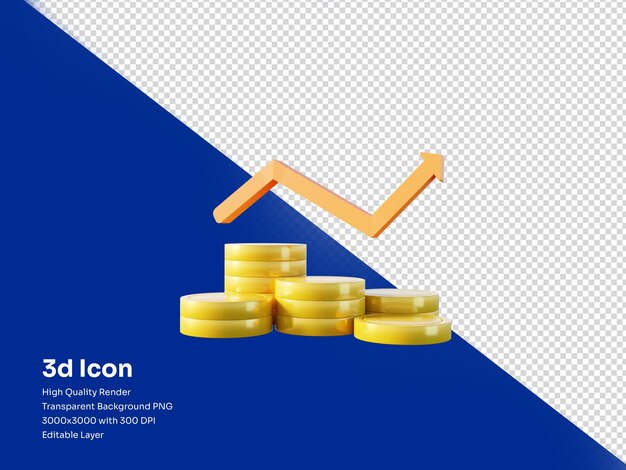 Gold coins stacks investment 3d rendering