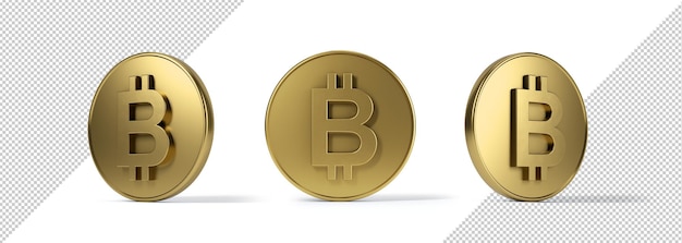 Gold coins with bitcoin, mockup