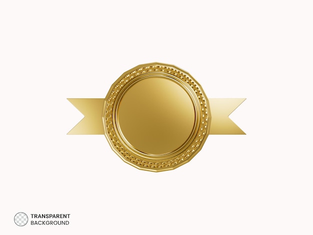 Gold color best award ribbon badge icon 3d render illustration