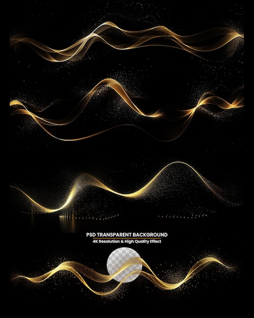 Gold color digital particles wave technology background