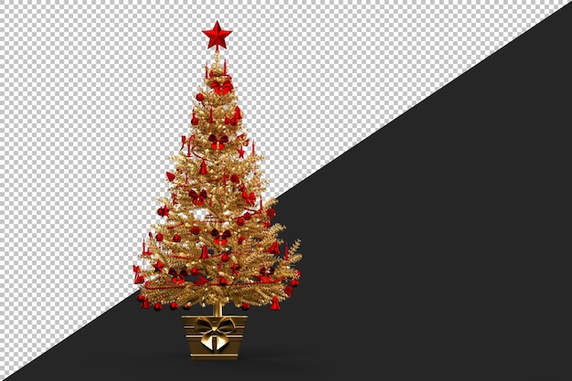 PSD gold coloured decorated christmas tree