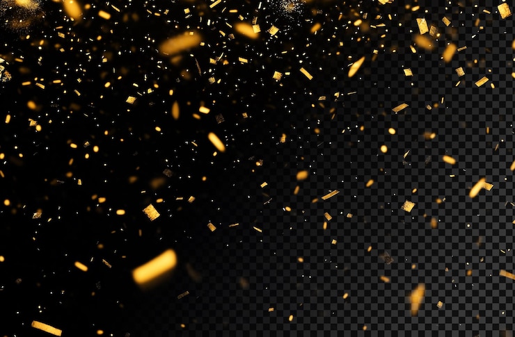 PSD gold confetti celebration