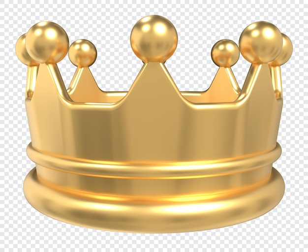 PSD gold crown 3d icon shiny gold crown royal majesty symbol 3d rendering