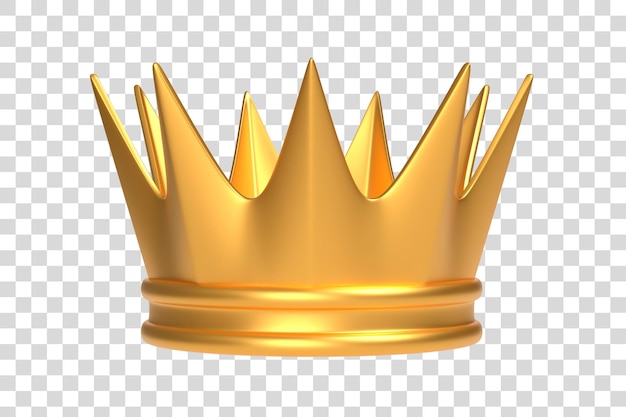 Gold crown isolated on white background 3D render illustration