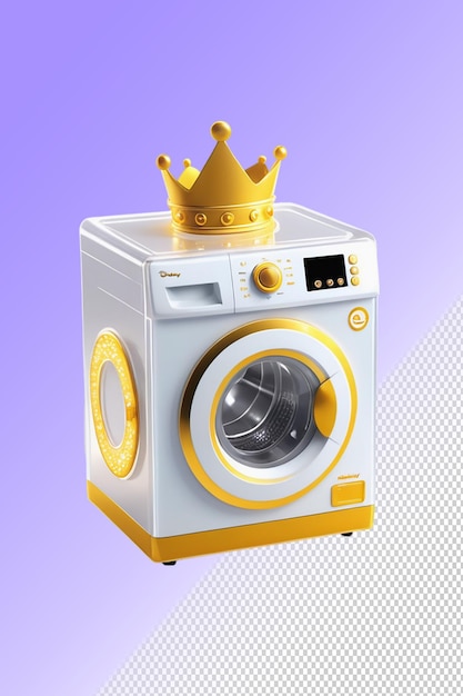 Una corona d'oro si trova in cima a una lavatrice