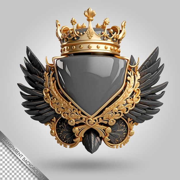 PSD a gold crown with a black crown and wings