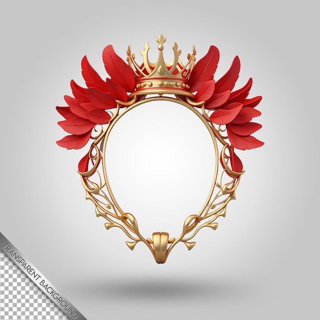 PSD a gold crown with a red flower on it