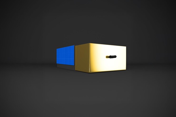 PSD gold and dark gift box mockup