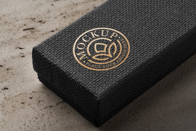 PSD gold deboss premium box mockup