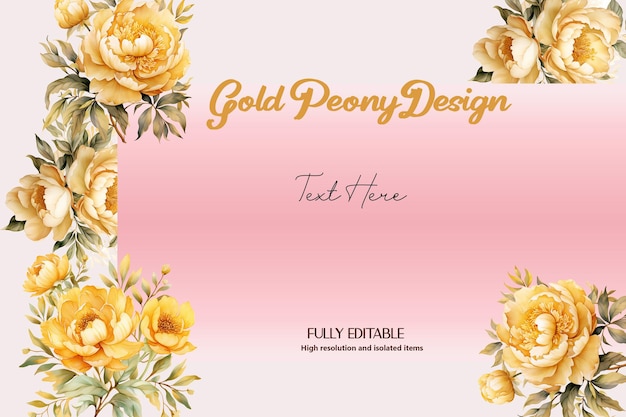 PSD a gold design on a pink background with yellow flowers.