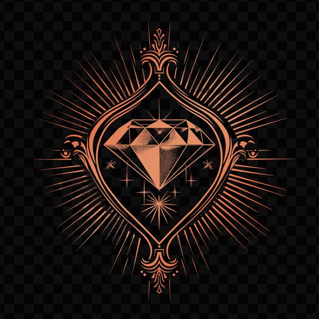 PSD a gold diamond in the shape of a heart with the sun shining on it