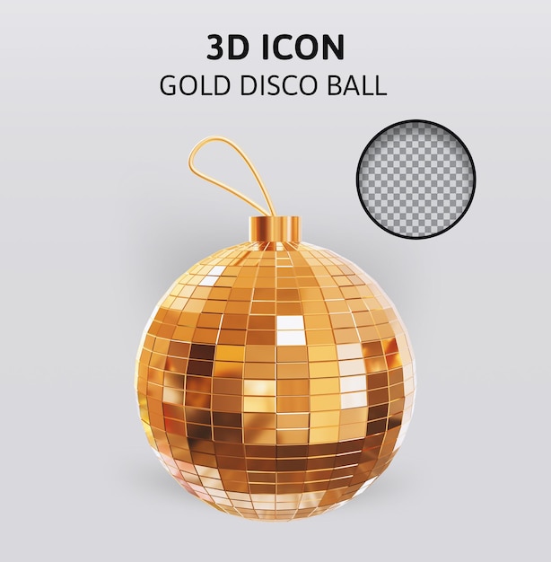 Gold disco ball 3d rendering illustration