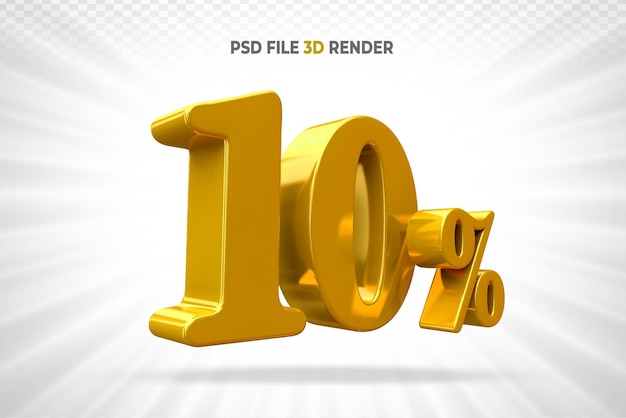 Sconto oro 10 off 3d render