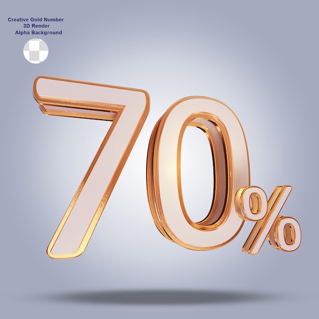 Gold Discount number with percentage 3d rendering