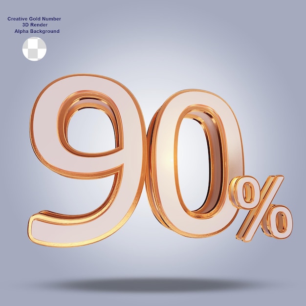 PSD numero sconto oro con percentuale di rendering 3d