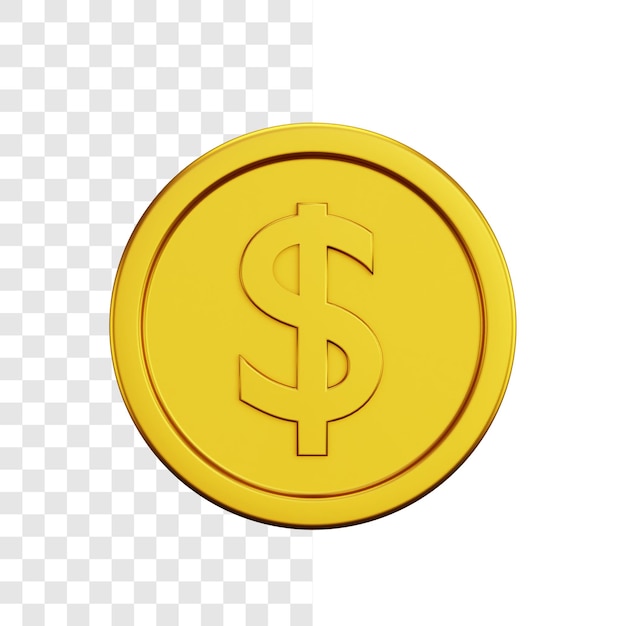 PSD gold dollar coin 3d illustration concept