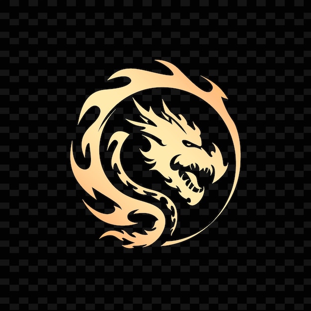 PSD a gold dragon with a black background with a black background